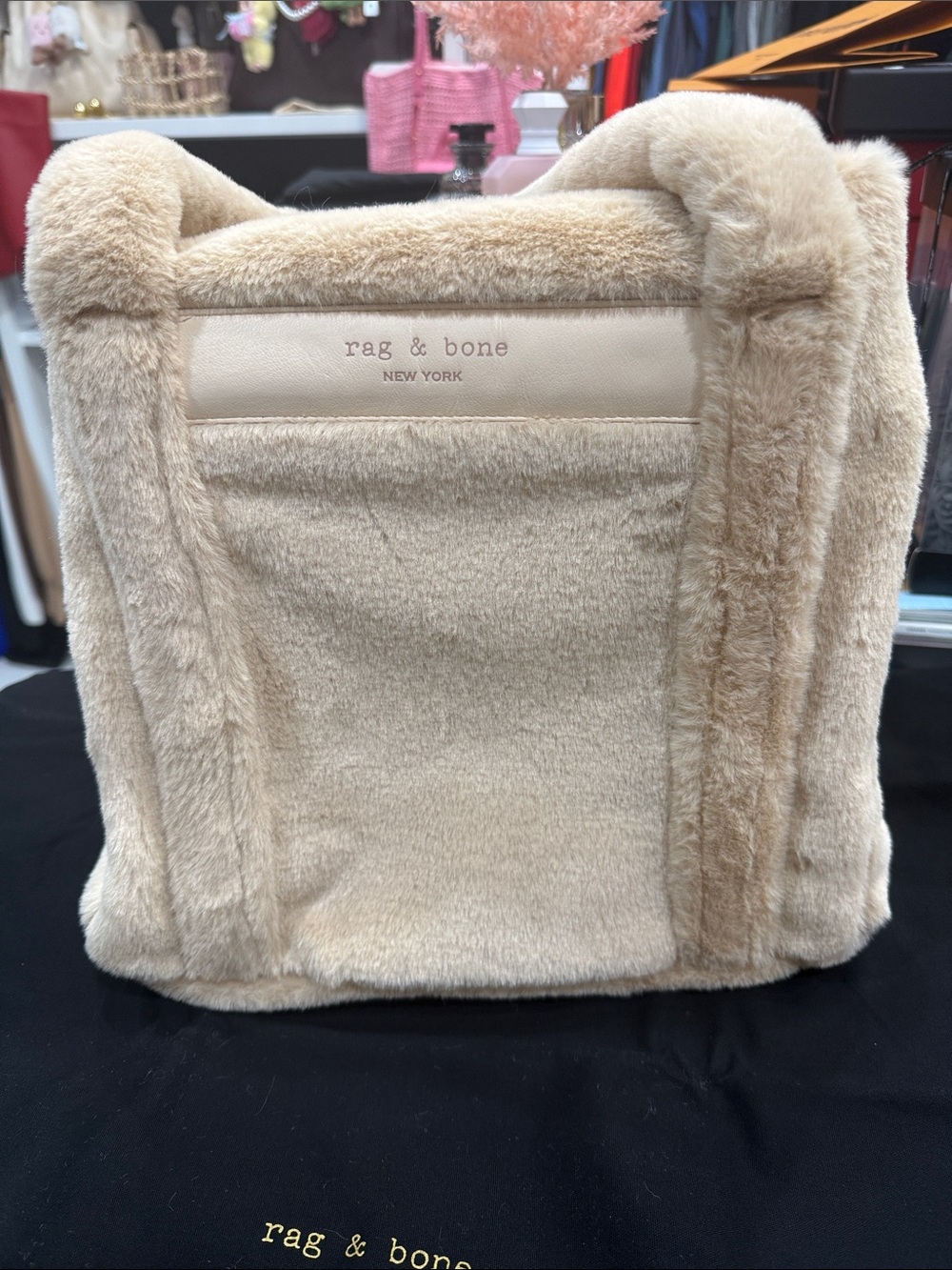 rag & bone Plush Shearling Tote in Cream